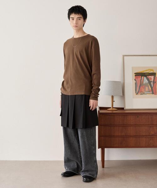 LUCY(ルーシー)の「LUCY/【25年秋冬新作】タイトフィットリブロンT(Tシャツ/カットソー・メンズ・ブラック/ホワイト/ブラウン・LARGE/MEDIUM)」の6枚目の写真