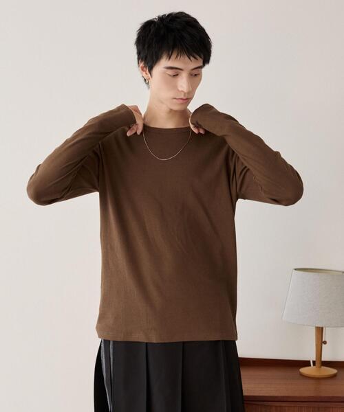 LUCY(ルーシー)の「LUCY/【25年秋冬新作】タイトフィットリブロンT(Tシャツ/カットソー・メンズ・ブラック/ホワイト/ブラウン・LARGE/MEDIUM)」の20枚目の写真