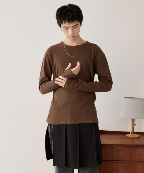 LUCY(ルーシー)の「LUCY/【25年秋冬新作】タイトフィットリブロンT(Tシャツ/カットソー・メンズ・ブラック/ホワイト/ブラウン・LARGE/MEDIUM)」の21枚目の写真