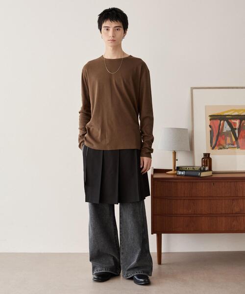 LUCY(ルーシー)の「LUCY/【25年秋冬新作】タイトフィットリブロンT(Tシャツ/カットソー・メンズ・ブラック/ホワイト/ブラウン・LARGE/MEDIUM)」の22枚目の写真