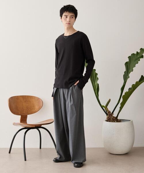 LUCY(ルーシー)の「LUCY/【25年秋冬新作】タイトフィットリブロンT(Tシャツ/カットソー・メンズ・ブラック/ホワイト/ブラウン・LARGE/MEDIUM)」の16枚目の写真