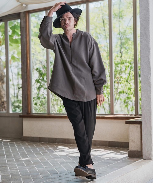 ms6263-バンドカラースキッパープルオーバーシャツ