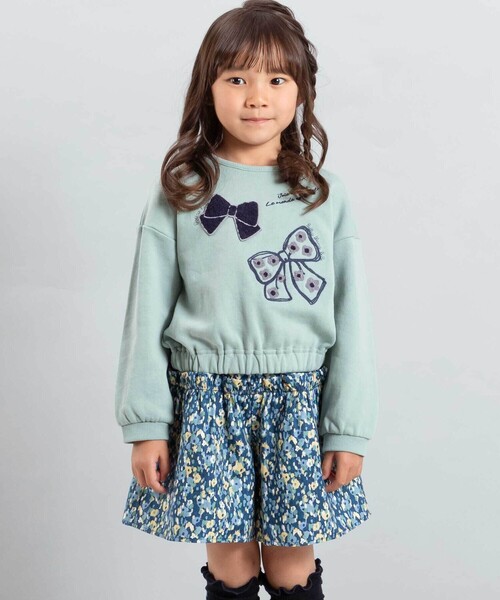 BeBe(ベベ)の「【お揃い】オンフルールフラワープリントキュロットパンツ(その他パンツ・キッズ・ブルー系その他2・110cm/140cm/120cm/130cm/150cm)」の3枚目の写真