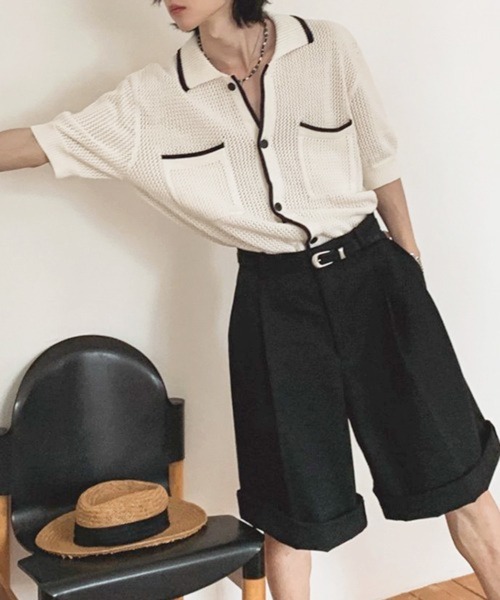 NOWLE（ノウル）の「【NOWLE】バイカラー シック サマーニット ポロシャツ（シャツ/ブラウス・メンズ・オフホワイト・MEDIUM/LARGE/X-LARGE）」の15枚目の写真