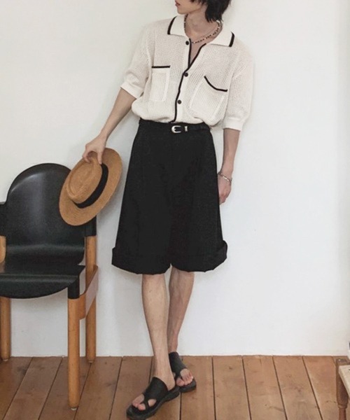 NOWLE（ノウル）の「【NOWLE】バイカラー シック サマーニット ポロシャツ（シャツ/ブラウス・メンズ・オフホワイト・MEDIUM/LARGE/X-LARGE）」の16枚目の写真