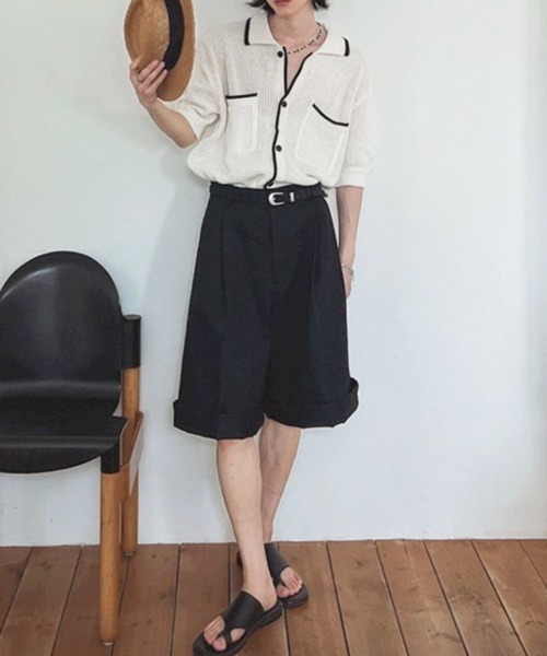 NOWLE（ノウル）の「【NOWLE】バイカラー シック サマーニット ポロシャツ（シャツ/ブラウス・メンズ・オフホワイト・MEDIUM/LARGE/X-LARGE）」の17枚目の写真