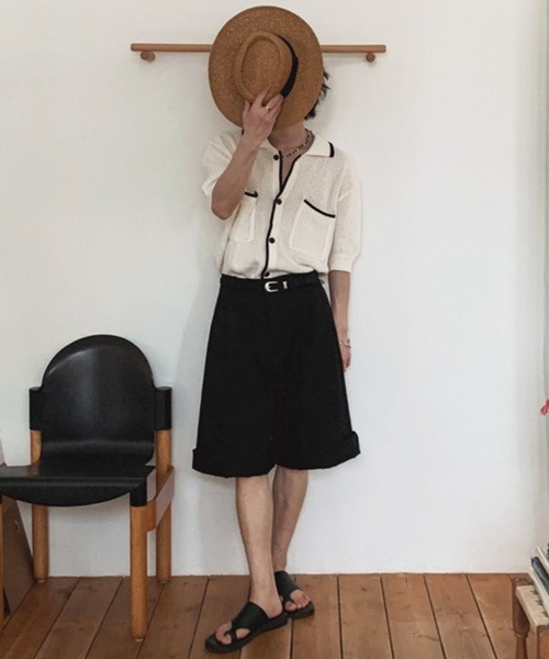 NOWLE（ノウル）の「【NOWLE】バイカラー シック サマーニット ポロシャツ（シャツ/ブラウス・メンズ・オフホワイト・MEDIUM/LARGE/X-LARGE）」の18枚目の写真