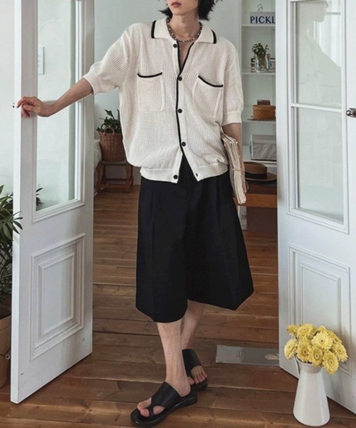 NOWLE（ノウル）の「【NOWLE】バイカラー シック サマーニット ポロシャツ（シャツ/ブラウス・メンズ・オフホワイト・MEDIUM/LARGE/X-LARGE）」の21枚目の写真