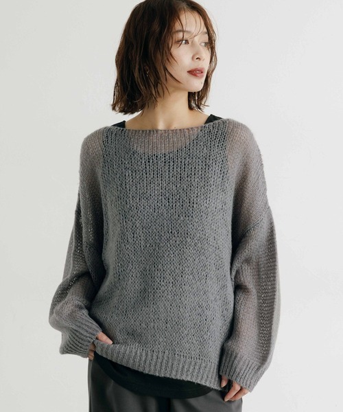 studio CLIP（スタディオクリップ）の「5ゲージモヘアタッチゆる編みプルオーバー（ニット/セーター・レディース・ライトグレー/スモーク/ブラウン・FREE）」の2枚目の写真