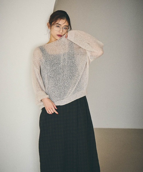 studio CLIP（スタディオクリップ）の「5ゲージモヘアタッチゆる編みプルオーバー（ニット/セーター・レディース・ライトグレー/スモーク/ブラウン・FREE）」の4枚目の写真