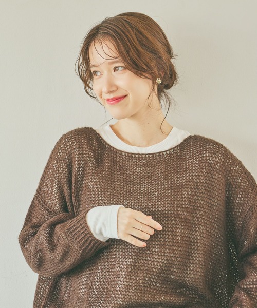 セール】5ゲージモヘアタッチゆる編みプルオーバー（ニット/セーター