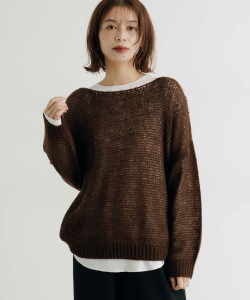 セール】5ゲージモヘアタッチゆる編みプルオーバー（ニット/セーター