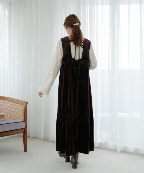 flower（フラワー）の「チャーミングベロアワンピース（ワンピース・レディース・ブラック/ブラウン・FREE）」の5枚目の写真