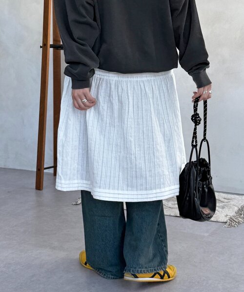 CPCM（シーピーシーエム）の「裏地起毛レーススカート（スカート・レディース・ブラック/オフホワイト・SMALL/MEDIUM）」の15枚目の写真