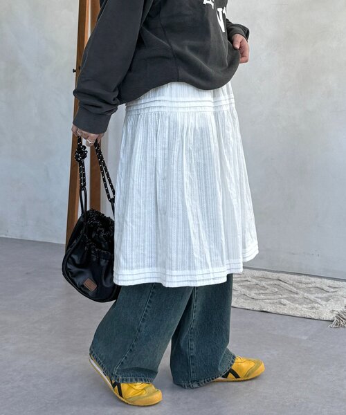 CPCM（シーピーシーエム）の「裏地起毛レーススカート（スカート・レディース・ブラック/オフホワイト・SMALL/MEDIUM）」の16枚目の写真