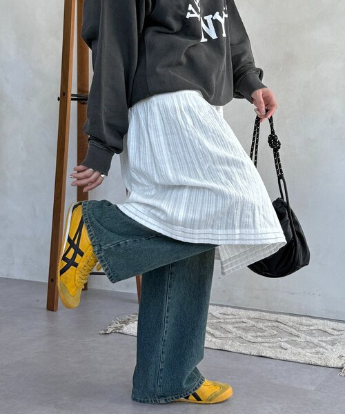 CPCM（シーピーシーエム）の「裏地起毛レーススカート（スカート・レディース・ブラック/オフホワイト・SMALL/MEDIUM）」の17枚目の写真