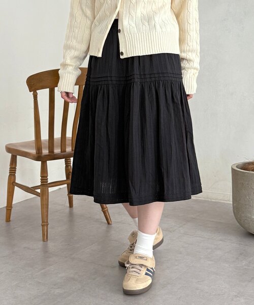 CPCM（シーピーシーエム）の「裏地起毛レーススカート（スカート・レディース・ブラック/オフホワイト・SMALL/MEDIUM）」の3枚目の写真