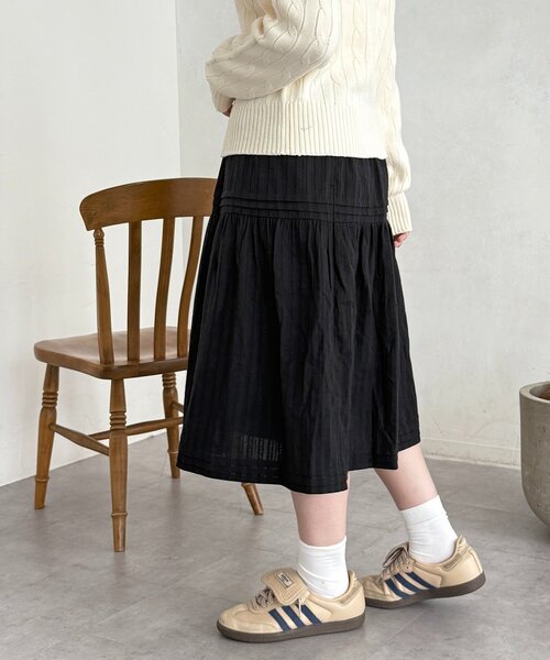 CPCM（シーピーシーエム）の「裏地起毛レーススカート（スカート・レディース・ブラック/オフホワイト・SMALL/MEDIUM）」の4枚目の写真