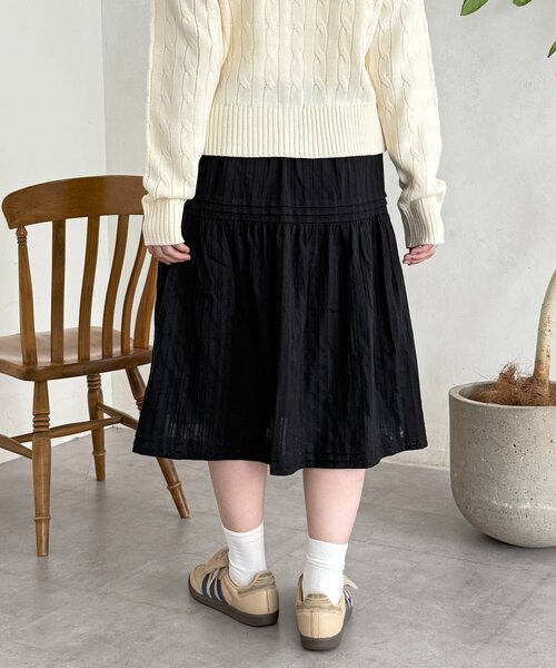 CPCM（シーピーシーエム）の「裏地起毛レーススカート（スカート・レディース・ブラック/オフホワイト・SMALL/MEDIUM）」の5枚目の写真