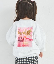 【ぬくふわ】裏起毛 ガールズ バック フォトプリント ゆるスウェット