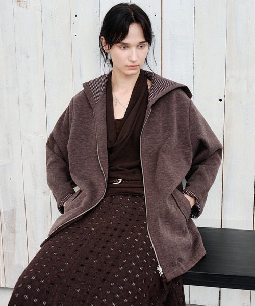 tageechita（タジチタ）の「【tageechita】チェック柄 リバーシブルオーバーサイズジップパーカー（その他アウター・レディース・ブラウン・S/M）」の14枚目の写真