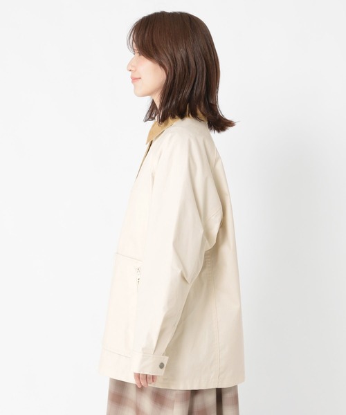 新品タグ付❤︎25SS PRIDE コットン リネン 切替 ブルゾン ジャケット 追加予約》quaranciel:〈手洗い可能〉リネン ミックス ノーカラー