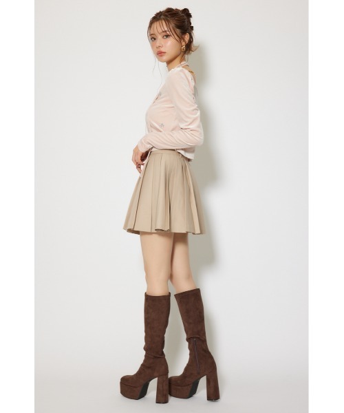 リエンダ rienda プリーツJ/W SK ベージュ　M rienda（リエンダ）の「プリーツジャストウエストスカート 秋服 冬服