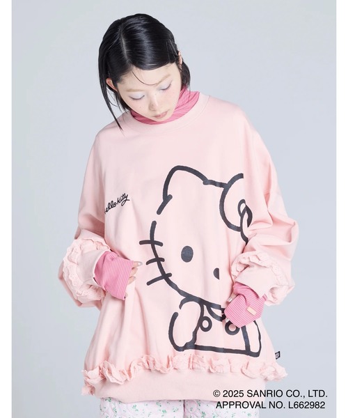Little sunny bite(リトルサニーバイト)の「【Little sunny bite】hello kitty x little sunny bite sweat top(スウェット・レディース・ホワイト/ピンク/ブラック・MEDIUM)」の1枚目の写真