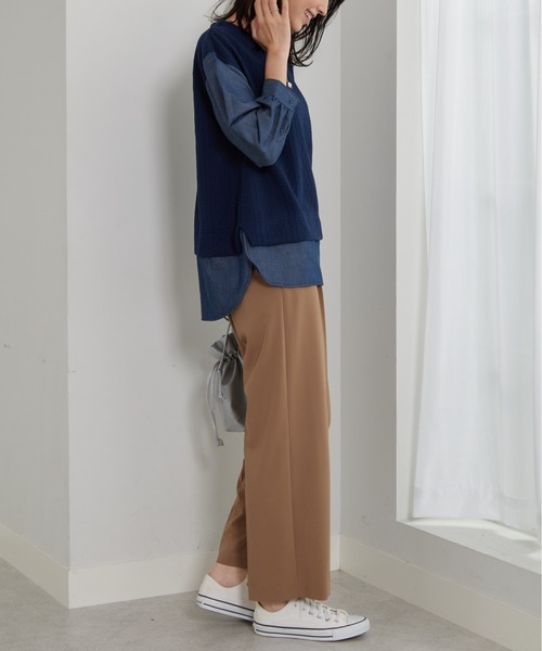 BELLUNA PLUS(ベルーナ)の「ケーブル×デニム切替チュニック(チュニック・レディース・ベージュ系/ネイビー系/ブラック系/ライトベージュ/ブルー・LARGE/MEDIUM/X-LARGE)」の14枚目の写真