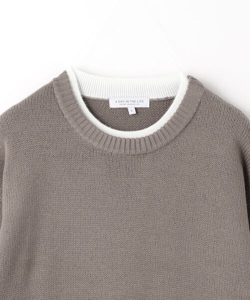A DAY IN THE LIFE UNITED ARROWS（アデイインザライフユナイテッドアローズ）の「フェイクレイヤード クルーネックニット -ハンドウォッシャブル- ＜A DAY IN THE LIFE＞（ニット/セーター・メンズ・ダークグリーン/ブラック/モカ・M/L/S）」の9枚目の写真