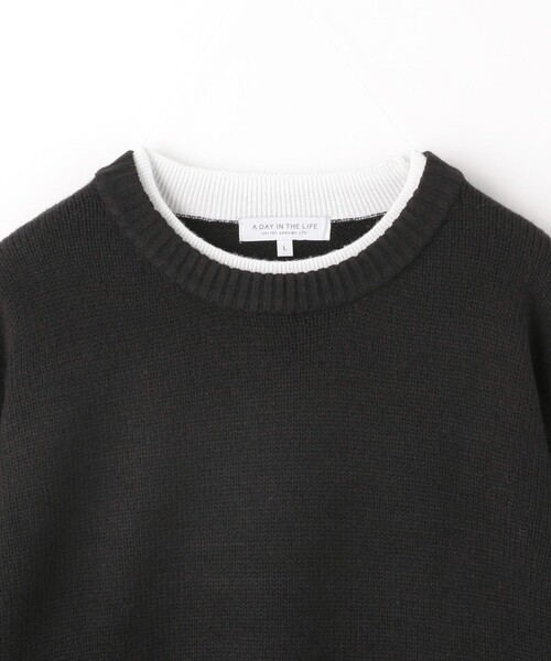 A DAY IN THE LIFE UNITED ARROWS（アデイインザライフユナイテッドアローズ）の「フェイクレイヤード クルーネックニット -ハンドウォッシャブル- ＜A DAY IN THE LIFE＞（ニット/セーター・メンズ・ダークグリーン/ブラック/モカ・M/L/S）」の12枚目の写真