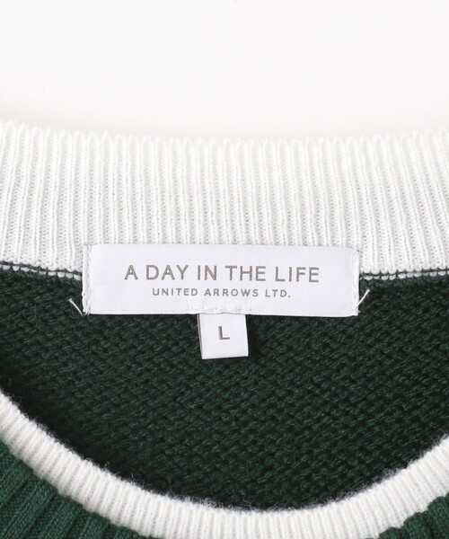 A DAY IN THE LIFE UNITED ARROWS（アデイインザライフユナイテッドアローズ）の「フェイクレイヤード クルーネックニット -ハンドウォッシャブル- ＜A DAY IN THE LIFE＞（ニット/セーター・メンズ・ダークグリーン/ブラック/モカ・M/L/S）」の14枚目の写真