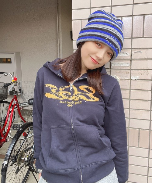 BGL（ビージーエル）の「CRACK LOGO ZIP PARKA / クラックロゴ / ストリート / スタッズ / Y2K　ジップパーカー（パーカー・レディース・ネイビー/ブラック/グレー・S/M/L/FREE）」の14枚目の写真