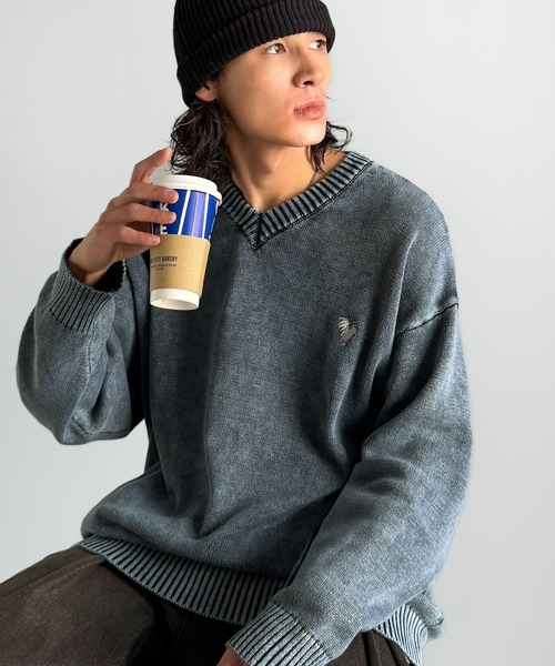 セール】「垢抜け確定。」綿100％刺繍入りピグメント加工オーバー
