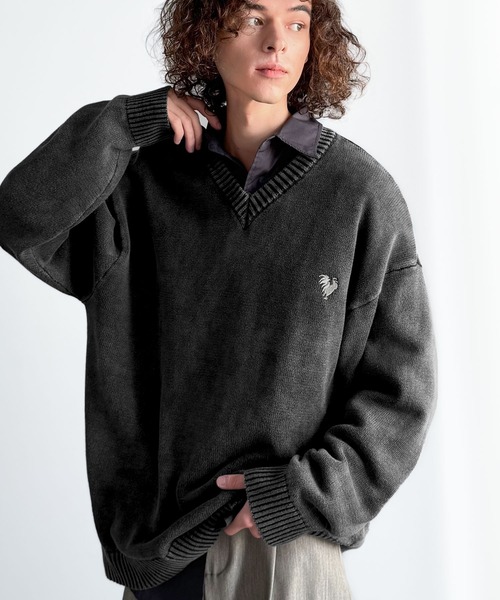 セール】「垢抜け確定。」綿100％刺繍入りピグメント加工オーバー