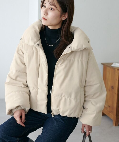 DISCOAT（ディスコート）の「【WEB限定】コーデュロイフェイクダウンブルゾン（ダウンジャケット/コート・レディース・チャコールグレー/ブラック/ライトベージュ・FREE）」の3枚目の写真