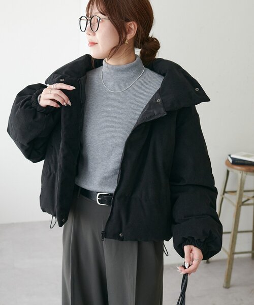 DISCOAT（ディスコート）の「【WEB限定】コーデュロイフェイクダウンブルゾン（ダウンジャケット/コート・レディース・チャコールグレー/ブラック/ライトベージュ・FREE）」の4枚目の写真