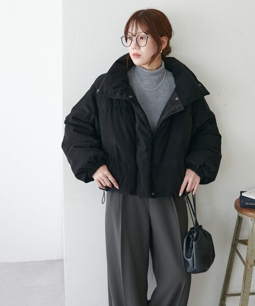 DISCOAT（ディスコート）の「【WEB限定】コーデュロイフェイクダウンブルゾン（ダウンジャケット/コート・レディース・チャコールグレー/ブラック/ライトベージュ・FREE）」の5枚目の写真