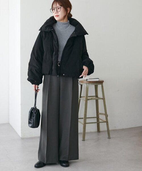 DISCOAT（ディスコート）の「【WEB限定】コーデュロイフェイクダウンブルゾン（ダウンジャケット/コート・レディース・チャコールグレー/ブラック/ライトベージュ・FREE）」の8枚目の写真