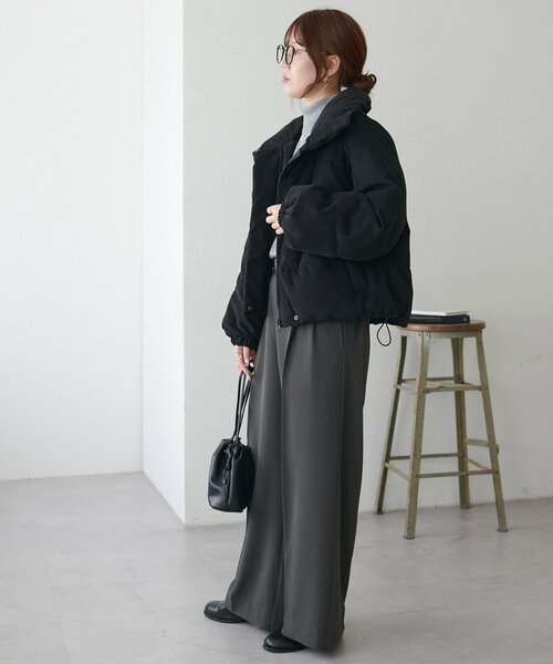 DISCOAT（ディスコート）の「【WEB限定】コーデュロイフェイクダウンブルゾン（ダウンジャケット/コート・レディース・チャコールグレー/ブラック/ライトベージュ・FREE）」の9枚目の写真