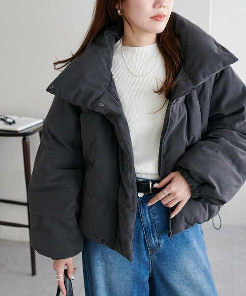 DISCOAT（ディスコート）の「【WEB限定】コーデュロイフェイクダウンブルゾン（ダウンジャケット/コート・レディース・チャコールグレー/ブラック/ライトベージュ・FREE）」の22枚目の写真