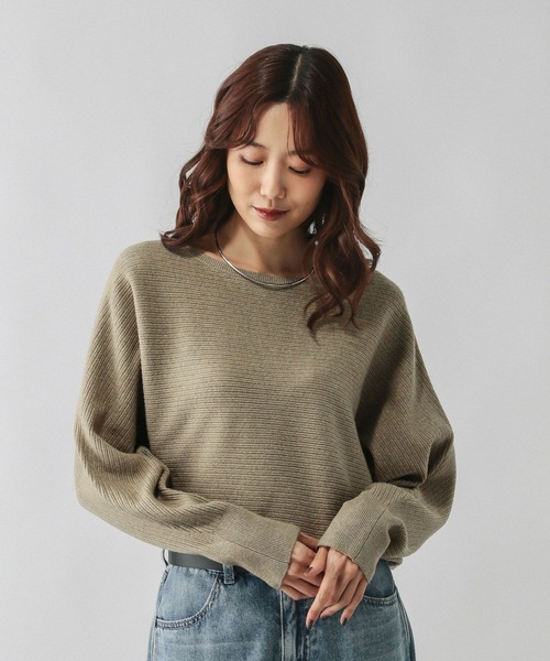 GLOBAL WORK（グローバルワーク）の「ふわふわHugmeドルマンプルオーバー/595406（ニット/セーター・レディース・グレイッシュベージュ/ネイビー/ブルー/ライトグレー/アッシュブラウン/ピンク/ダークブラウン・MEDIUM/LARGE）」の3枚目の写真