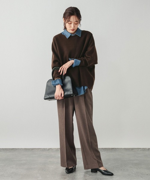 GLOBAL WORK（グローバルワーク）の「ふわふわHugmeドルマンプルオーバー/595406（ニット/セーター・レディース・グレイッシュベージュ/ネイビー/ブルー/ライトグレー/アッシュブラウン/ピンク/ダークブラウン・MEDIUM/LARGE）」の21枚目の写真