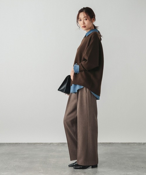 GLOBAL WORK（グローバルワーク）の「ふわふわHugmeドルマンプルオーバー/595406（ニット/セーター・レディース・グレイッシュベージュ/ネイビー/ブルー/ライトグレー/アッシュブラウン/ピンク/ダークブラウン・MEDIUM/LARGE）」の22枚目の写真