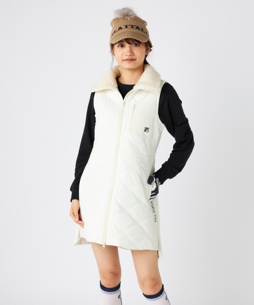 【fr2ゴルフ】ワンピース モコモコ 冬用 ホワイト　M レディース FILA GOLF:フィラゴルフ】レディース中綿ワンピース ゴルフ 撥水加工