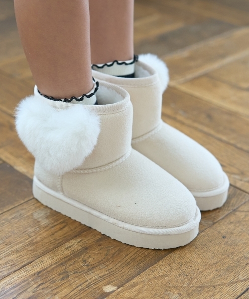 セール】ハート付きムートンブーツ（ブーツ）｜Lycee mine（リセマイン