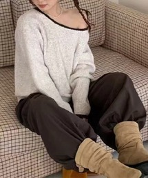 LYEON（リヨン）の「バイカラーオフショルニットトップス（ニット/セーター）」