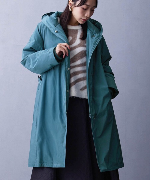 NICOLE white（ニコルホワイト）の「ダウンフードコート（ダウンジャケット/コート・レディース・グリーン/チャコール/ベージュ・FREE）」の3枚目の写真