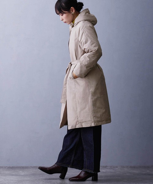 NICOLE white（ニコルホワイト）の「ダウンフードコート（ダウンジャケット/コート・レディース・グリーン/チャコール/ベージュ・FREE）」の5枚目の写真