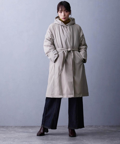 NICOLE white（ニコルホワイト）の「ダウンフードコート（ダウンジャケット/コート・レディース・グリーン/チャコール/ベージュ・FREE）」の9枚目の写真